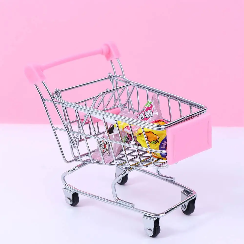 Mini Supermarket Shopping Trolley Cart Desktop Model Children's Toys Home Decoration Miniature Dollhouse Furniture Accessories 3