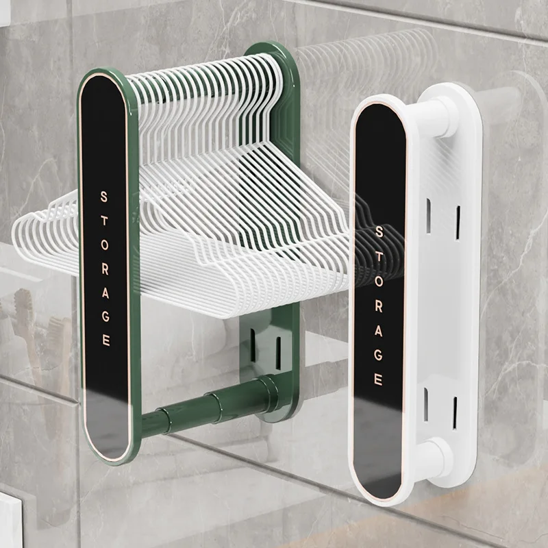 Retractable Hanger Storage Shelf Punch-free Balcony Wall Hanging Clothes-stay Organizer Multifunctional Clothes Hanger Collector