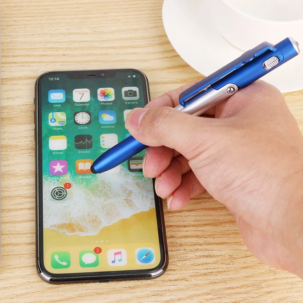 ABS Ballpoint Pen with LED Light and Phone Stand for Office and School