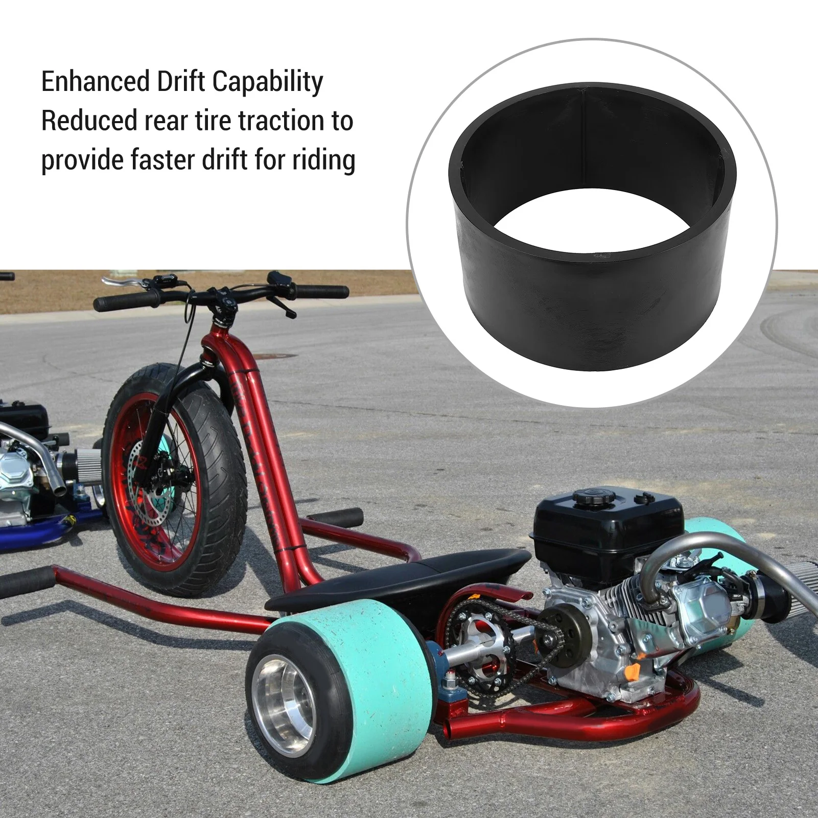 Go Kart Tire Sleeve Easy Installation Go Kart Plastic Tire Sleeve Traction Reduction 11x7.10-5 12mm Thick Hard for Drift Trike