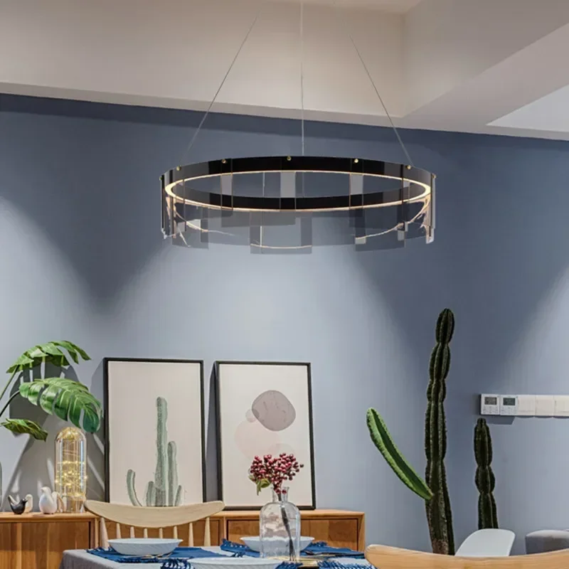 Stratos LED Chandelier modern glass LED light luxury minimalist light design for dining room hall bedroom rings chandelier