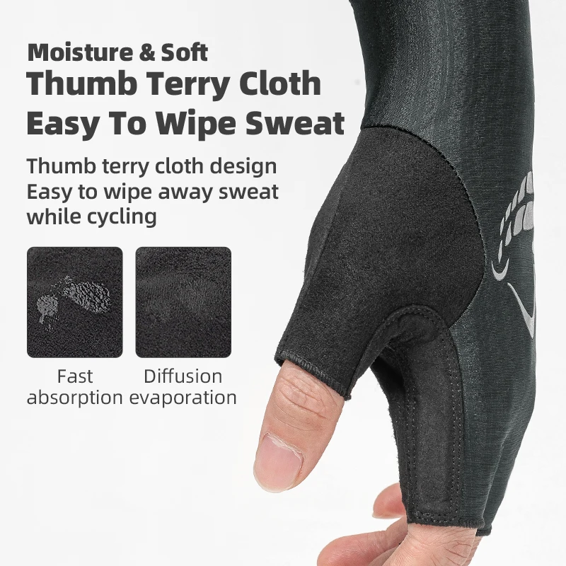 ROCKBROS Summer Half Finger Bicycle Gloves Breathable Sports MTB Road Bike Shorts Gloves Men Women Shockproof Cycling Gloves 5