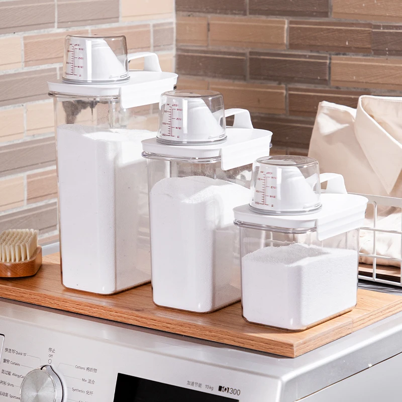 

Laundry Measuring Washing Powder Detergent Cereal Multipurpose Container Box Dispenser Cup With Storage Airtight
