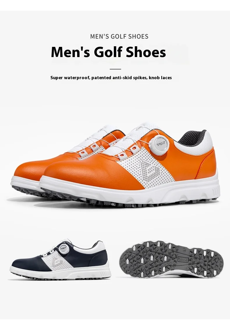 Description Picture 3 of itemPGM Golf Shoes Men's Waterproof Sports Shoes Knob Lace Patent Anti Slip Shoes Golf Men's Shoes Quick Lacing XZ303