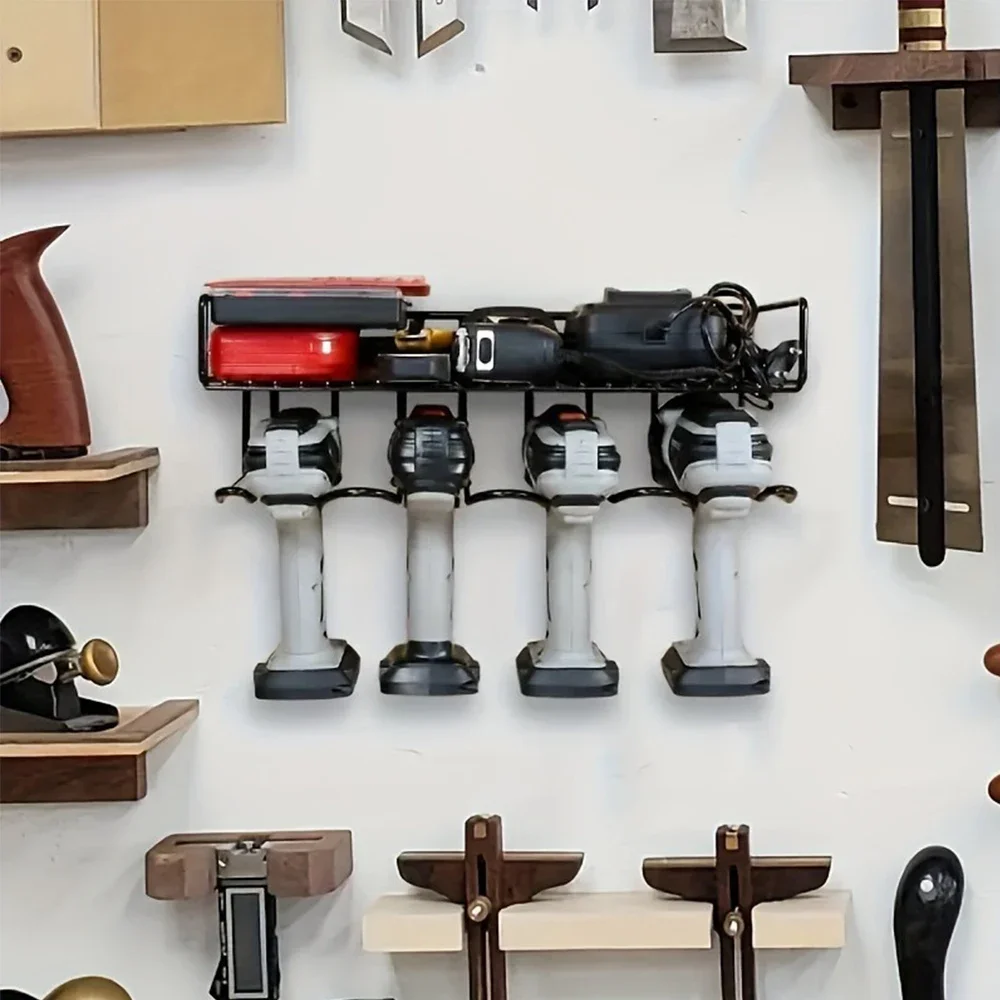 Heavy Duty Iron Tool Storage Wall Mount Power Tool Drill Rack Wrench Screwdriver Organizer FOR Workshop Garage Rack