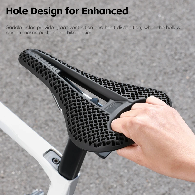 Enhanced Bicycle Saddle - 3D Honeycomb Hollow Design, Breathable & Comfortable with Shock Absorption for All-Terrain Riding