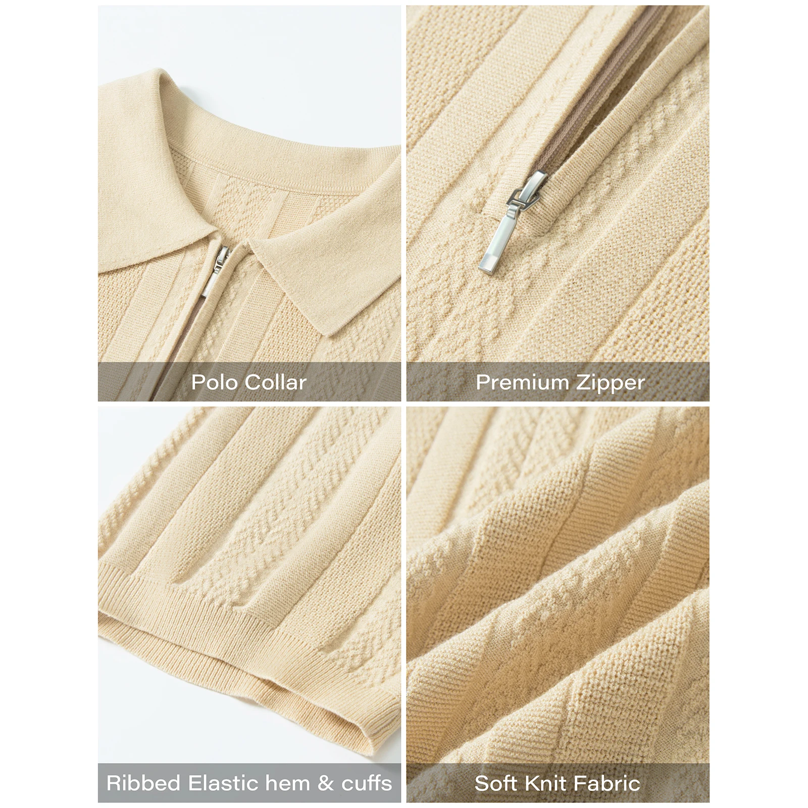 Polo Uomo in Maglia con Zip Manica Corta Estate Traspirante Elasticizzata Casual Golf Vestibilità Regular Leggera Moda MAGCOMSEN - immagine 5