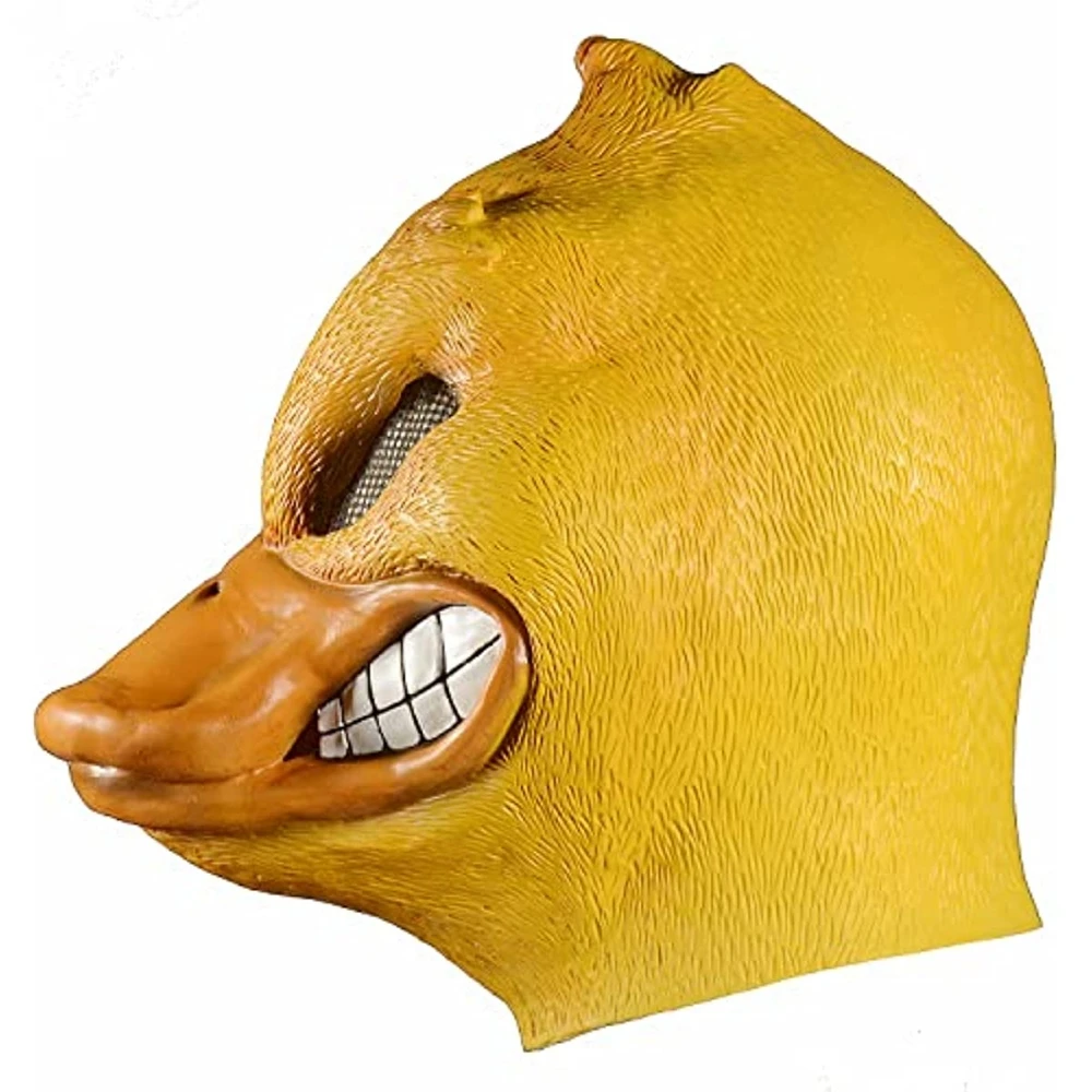 Angry Yellow Duck Mask Cosplay Rubber Animal Latex Helmet Unisex Full Face Headwear Halloween Masquerade Party Costume Prop