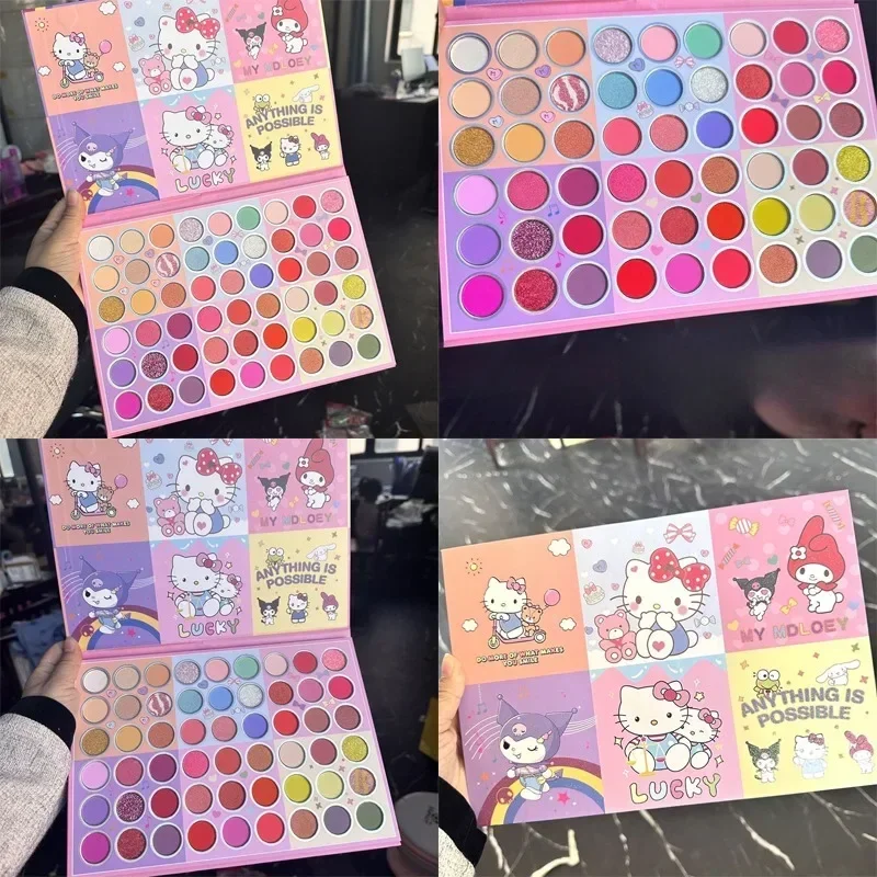 

Anime Sanrio Hello Kitty Kuromi 54 Color Eye Shadow Palette Eyeshadow Pearlescent Matte Glitter Makeup Cosmetic Christmas Gifts