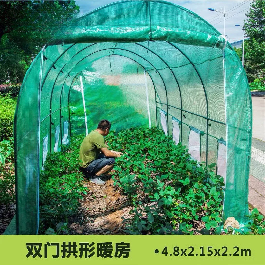 

485x220x215CM Greenhouse For Garden Outdoor Tomato Flower Plant Keep Warm Cover PE Plastic Roll-up Zipper Durable Shed Iron