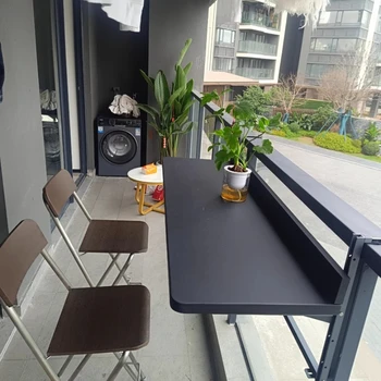 Tavolo sospeso da balcone Tavolo da bistrot pieghevole da bar Tavolo da tè da esterno con staffa di montaggio Mensola sospesa portatile per patio giardino