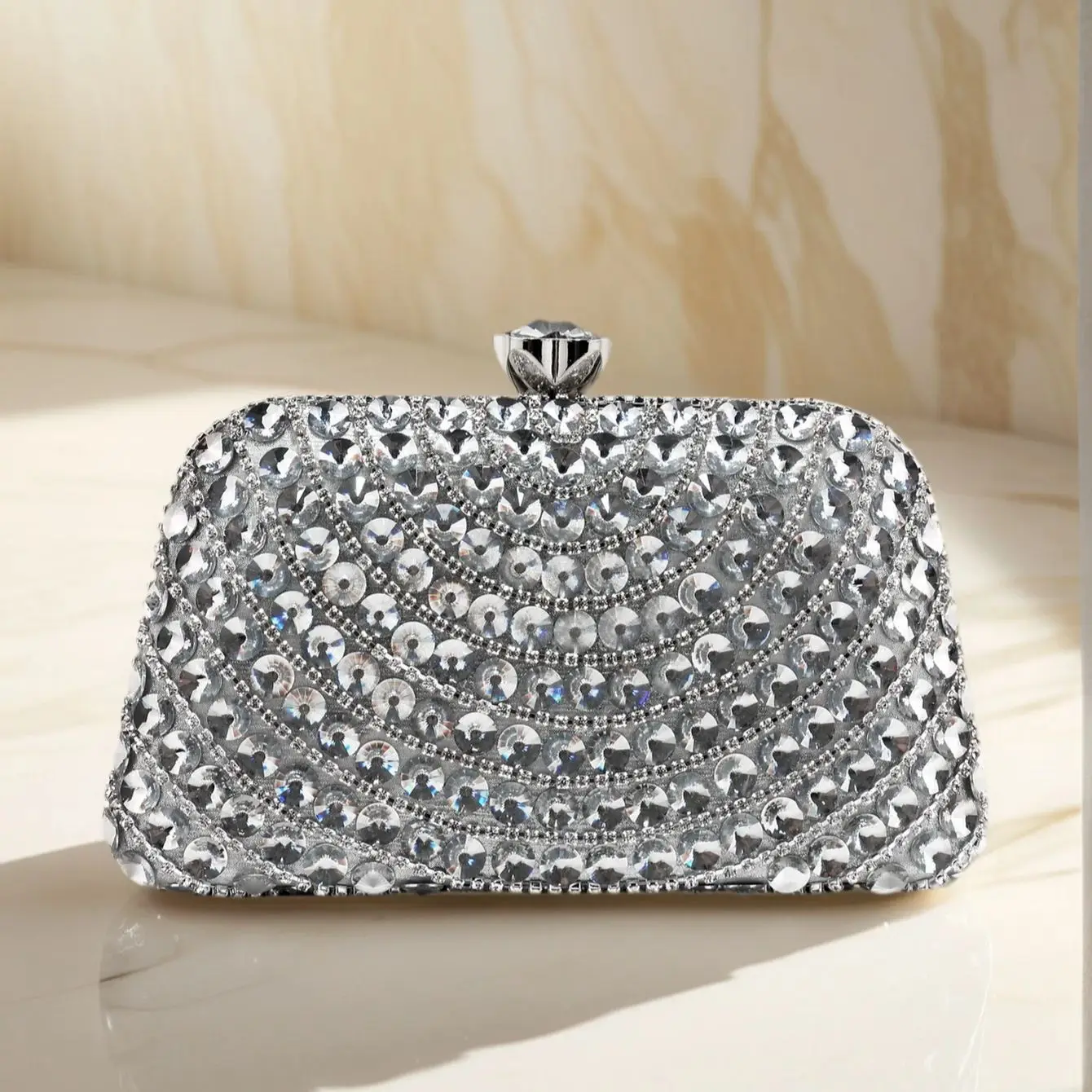 Acrylic Rhinestones Evening Clutch Bags with Chain Shoulder Strap