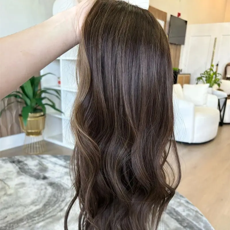 Glueless Lace Wigs Synthetic Lace Front Wigs Ombre Blonde Brown Colored Highlights HD Transparent Front Women's Wig