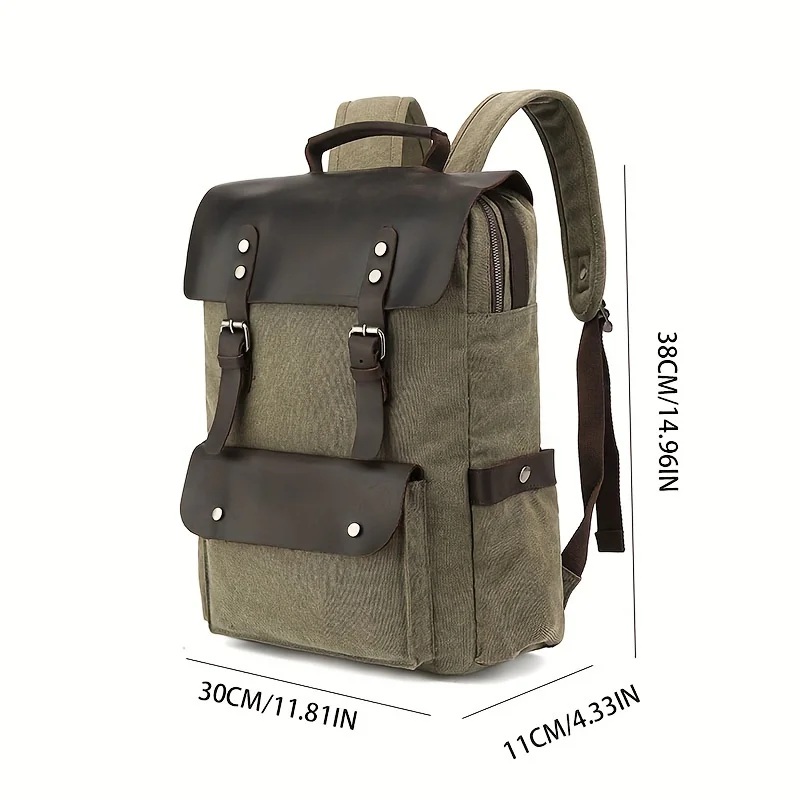 Hot New Multifunction Fashion Men Backpack Vintage Canvas Backpack Leather School Bag Neutral Portable Wearproof Travel Bag