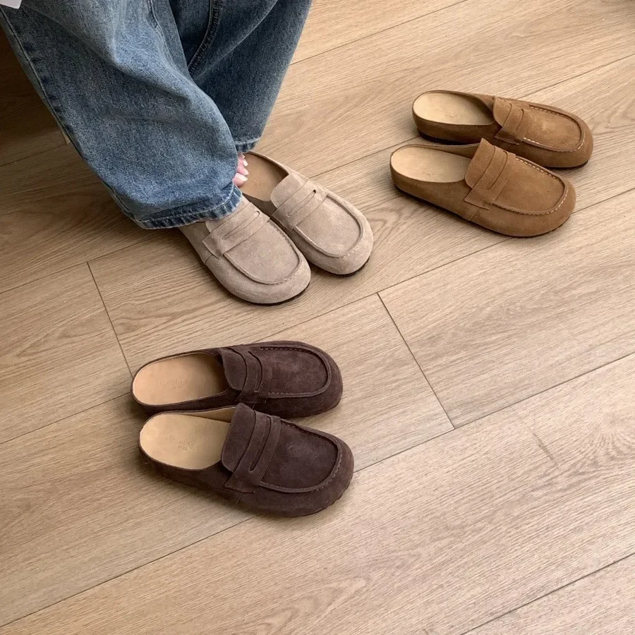 British Style Flat Bottomed Slip-On Shoes Women's Lazy Shoes Versatile Sandals Autumn Winter New Arrival Comfortable Rubber Sole