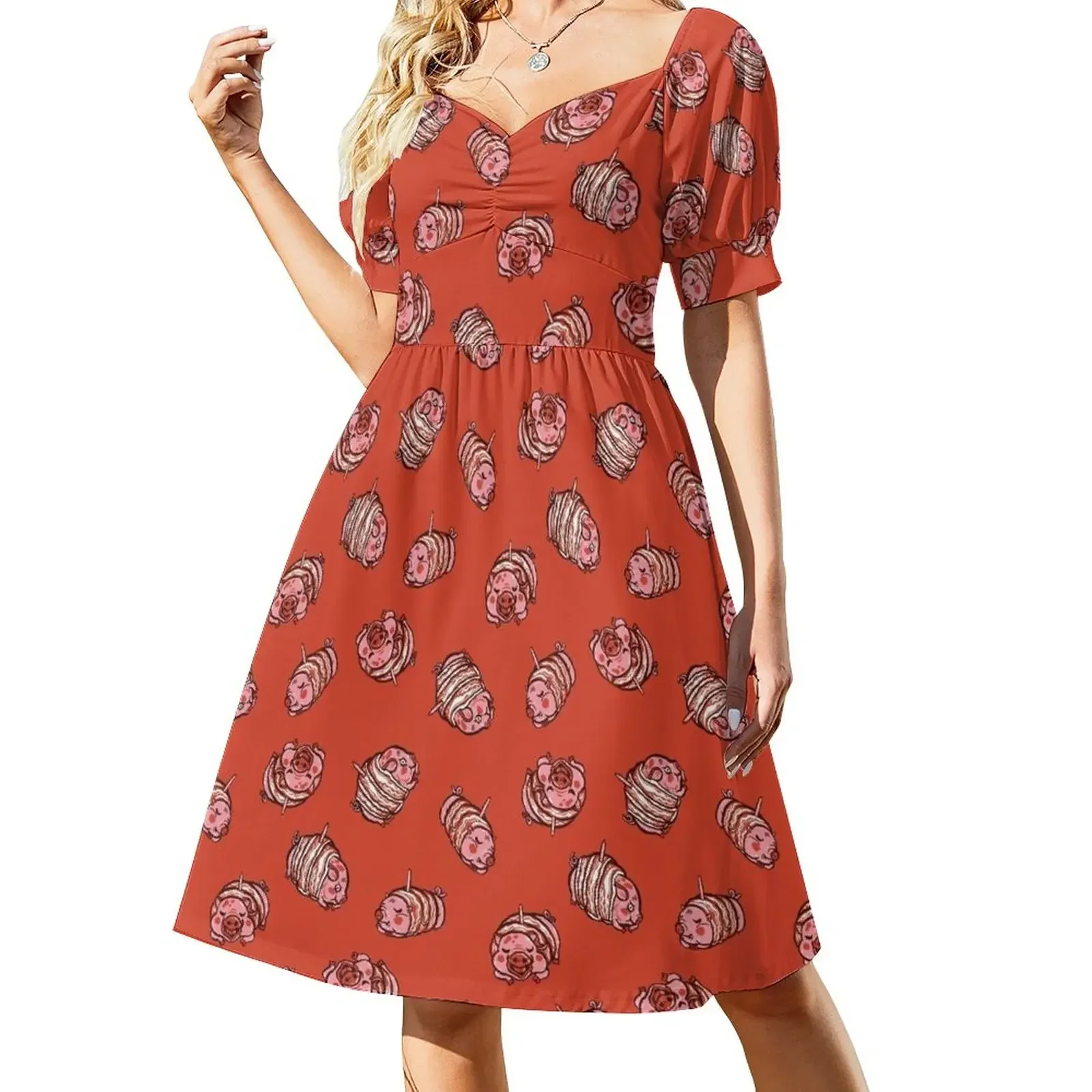 thumbnail image 1 of Vestido de manga corta Pigs in Blankets Vestidos de verano para mujer vestidos para mujer ropa de mujer novedades, 1 of 7