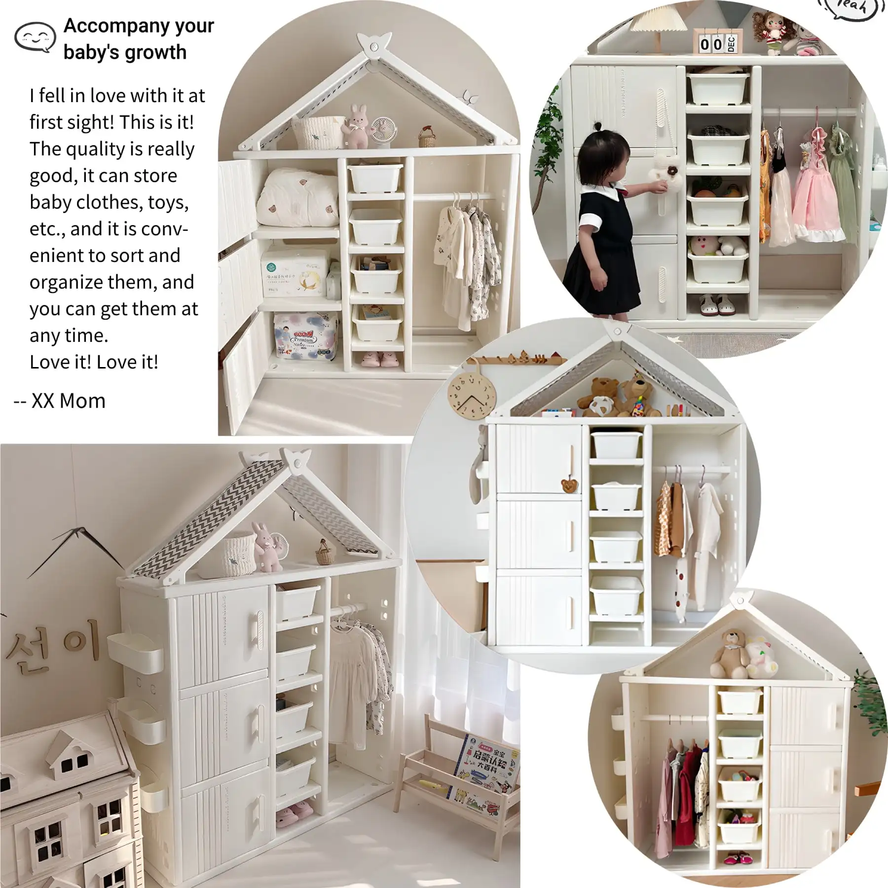 Kids Armoire for Dress-Up Costume Storage, Open Hanging Wardrobe, Baby Clothes Organizer Cabinet, Play Pretend Dresser Closet