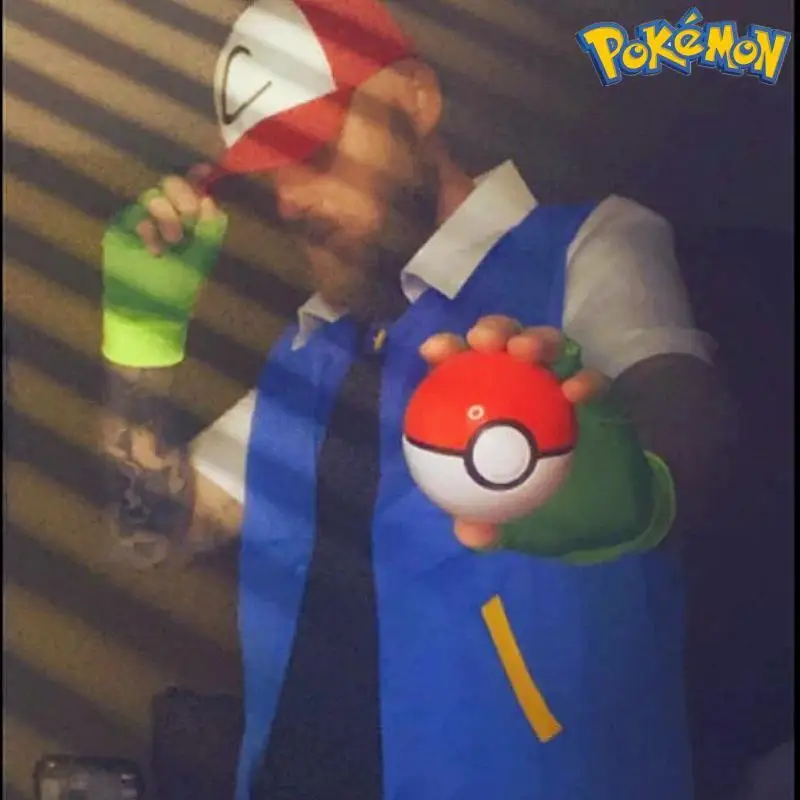 

Anime Blue Jacket Pokemon Men Cosplay Costume Boys Ash Ketchum For Halloween Party Trainer Gloves And Cap Set Christmas Gift Toy