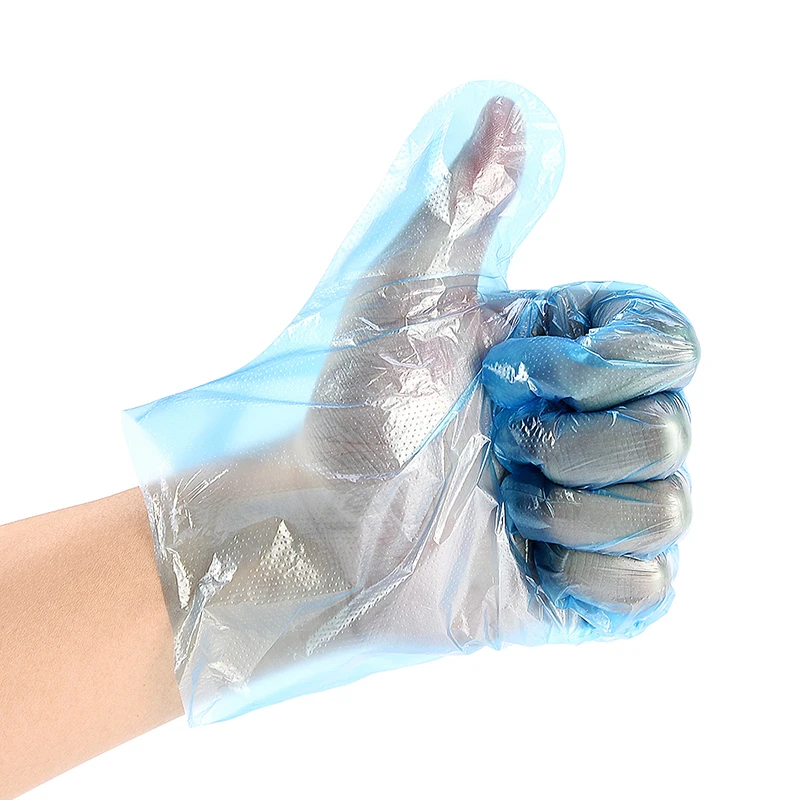 100/200/300pcs Disposable Blue Transparent Gloves Disposable Plastic Gloves for Food Industry Production E2S