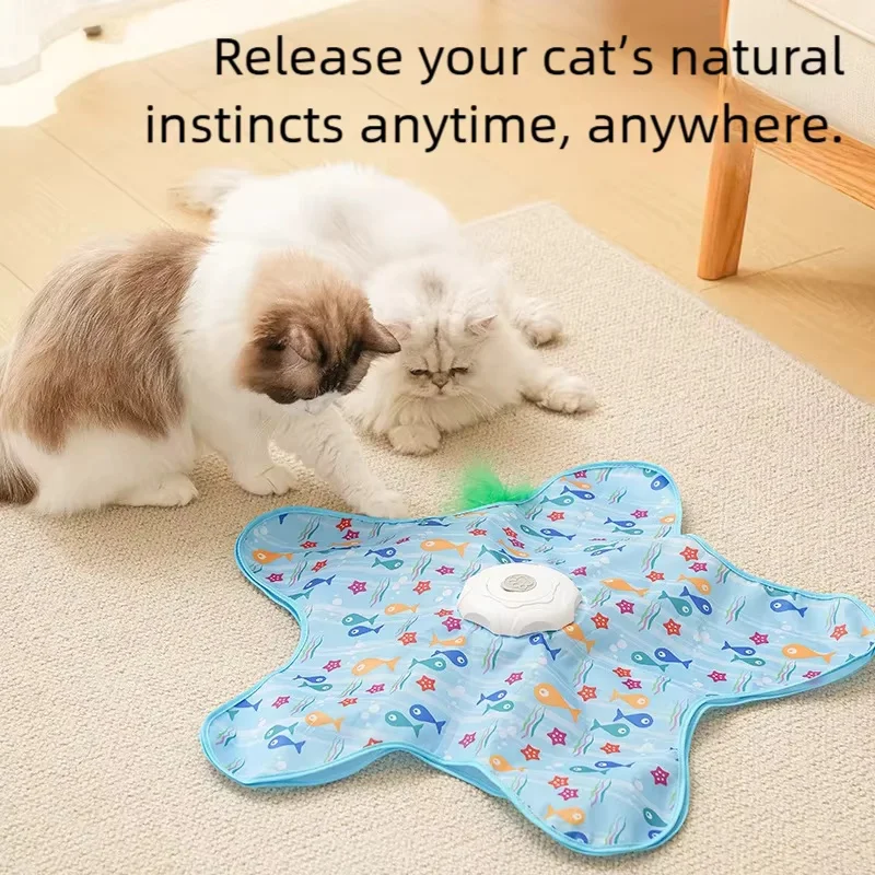 Interactive Cat Play Set: Rotating Wheel, Teasing Stick, and Star Toy with Hiding Hood