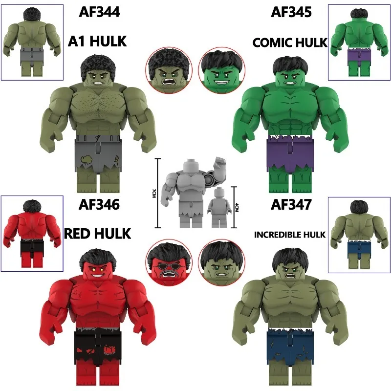 Marvel Hulk Action Figure Model, Bricks, Armored Beasts Lizard Rhino Buildable Compatible Figures, Puzzle Blocks, Kids Toy Gift