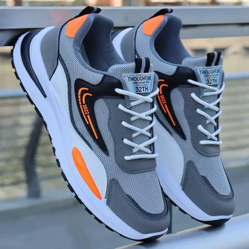 Men's Breathable Mesh Sports Shoes Spring Autumn Korean Style Lightweight Casual Soft Bottom Running