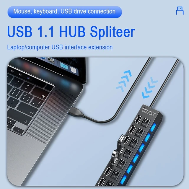 USB Hub Type C Multi USB Ports Splitter Power Adapter Usb C 7Port Multiprise  Expander 2.0 OTG USB for PC Laptop Accessories - AliExpress