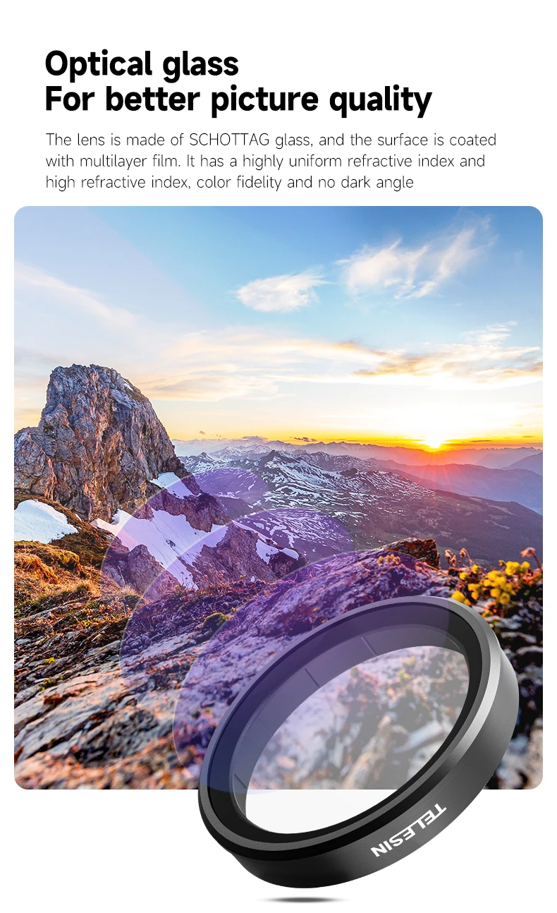 TELESIN CPL ND8 ND16 ND32 Lens Filter Set Aluminium Alloy Frame for OSMO Action