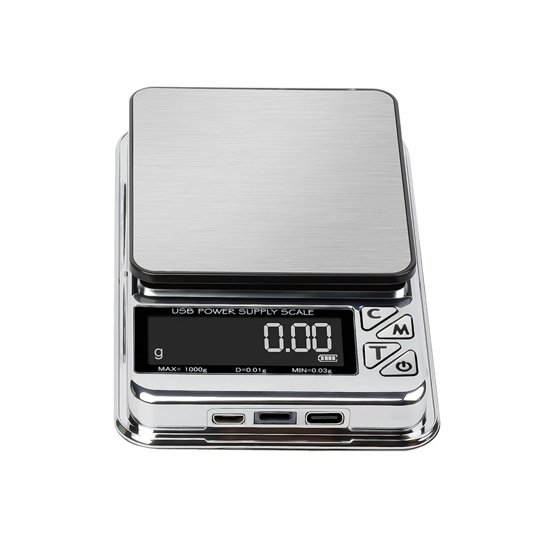 Precision 0.01g Mini Digital Pocket Scale USB Type C Power LCD Stainless Electronic Jewelry Gold Count Daily Balance Gram Scales