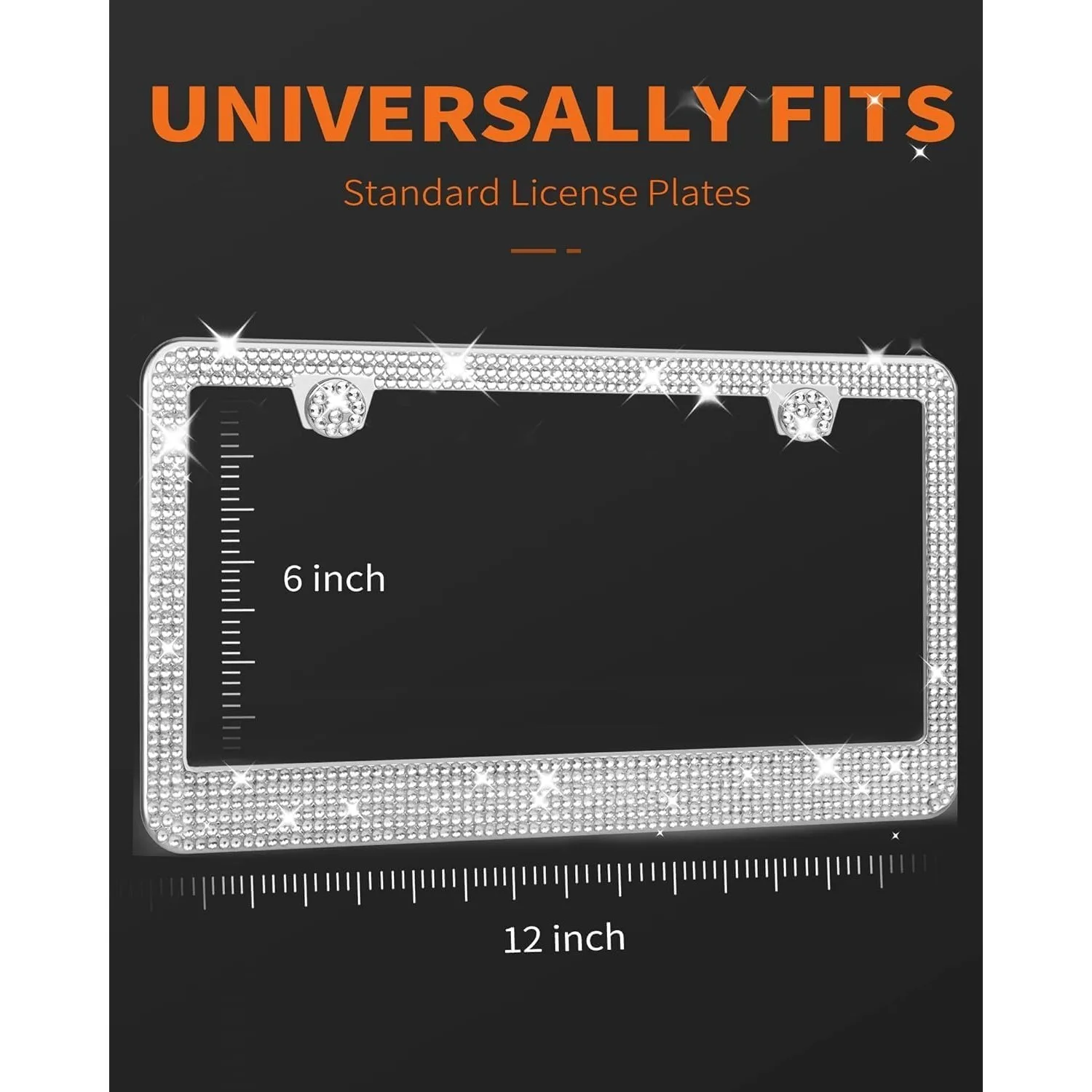번호판 프레임 - 여성을 위한 지속적으로 빛나고 화려한 번쩍이는 번호판 프레임, 스테인리스 스틸 & 장 라인스톤