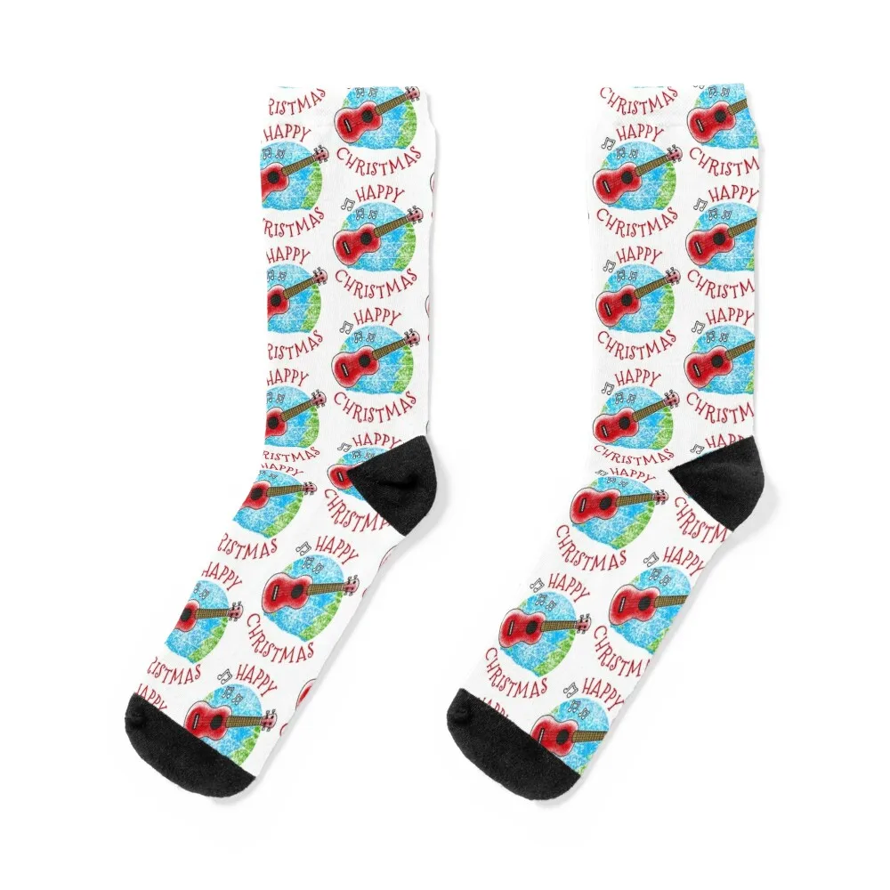 

Christmas Ukulele Ukulelist Musician Xmas 2022 Socks Run hiphop Socks Woman Men's