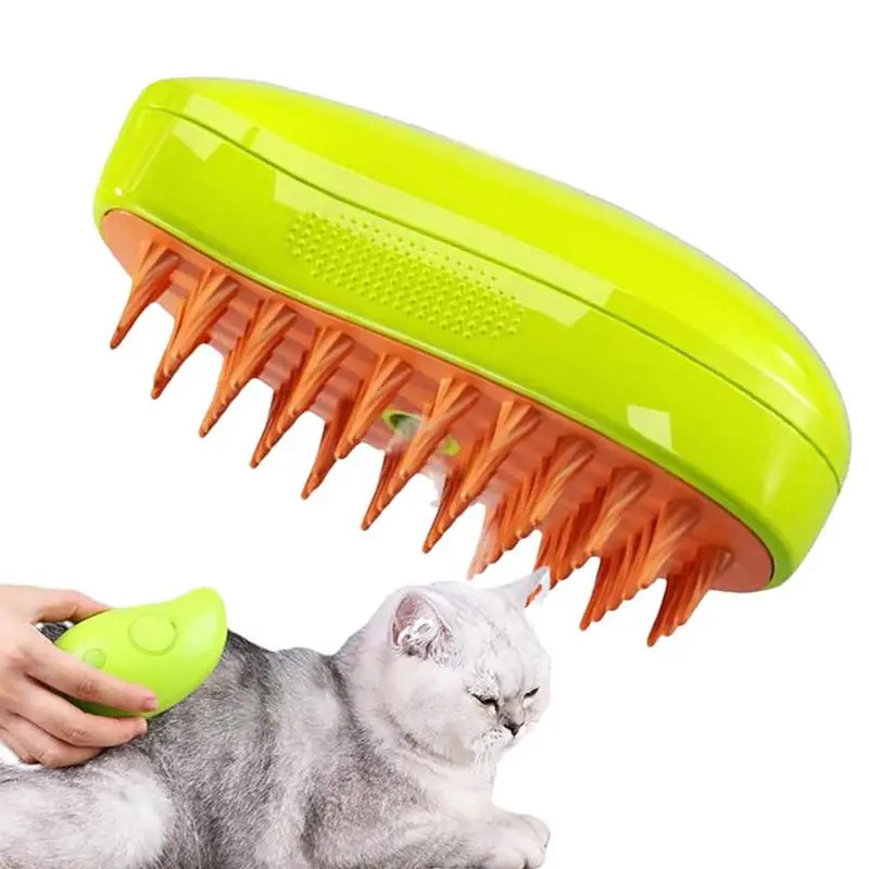 Cica steamer ecsettel Párás Eb ecsettel 3 ben 1 Elektromos szp Cica haja brushes számára Megmasszíroz Dédelget Tisztántartás Féső haja eltávolítása combs