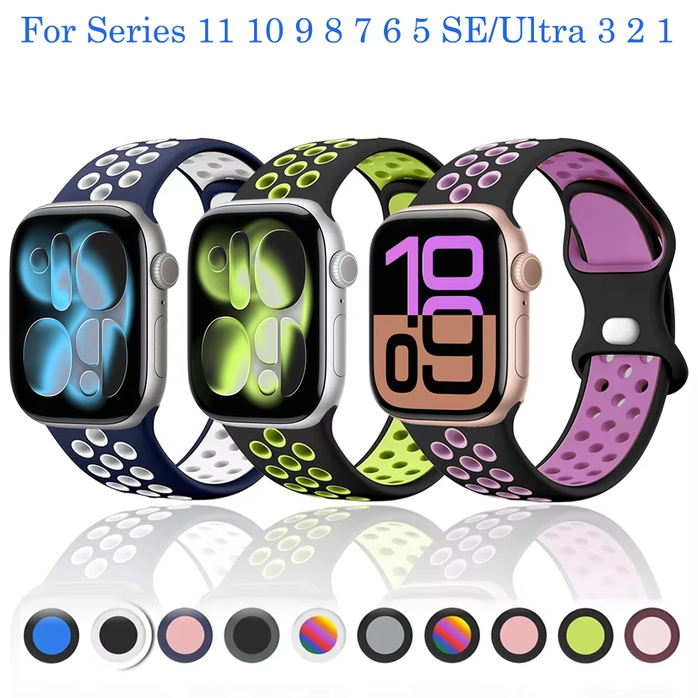 Breathable Sports Silicone Band for Smartwatches - Unisex Design