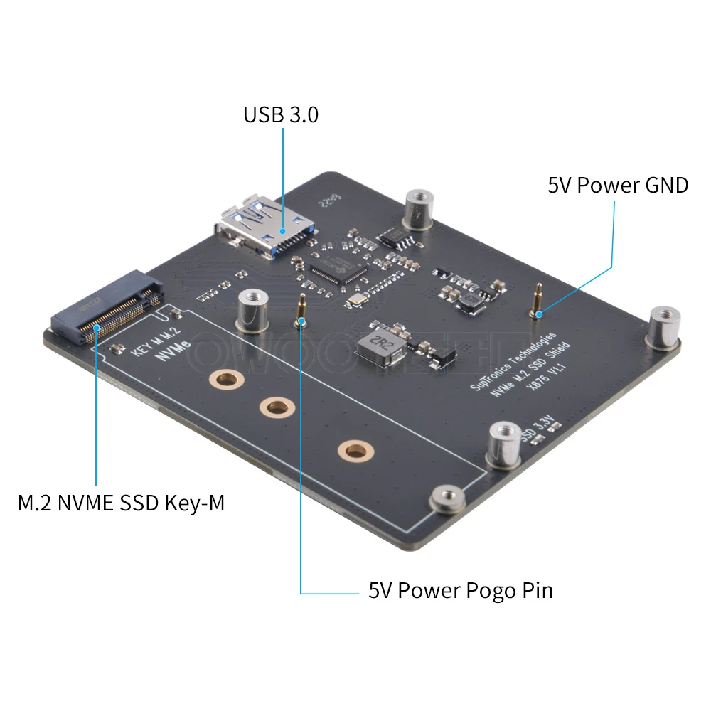 Raspberry Pi X876 NVMe M.2 SATA SSD NAS Expansion Board Support