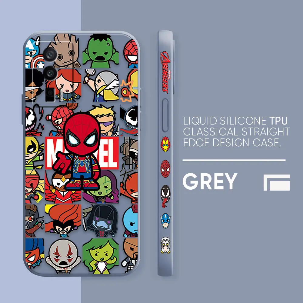 thumbnail image 1 of Case For Redmi K60E K60 K50 K40S K40 K30 9A 9 8A 10 Pro 4G 5G Simple Liquid silicone Case Marvel Cartoon Iron Spider-Man Poster, 1 of 5