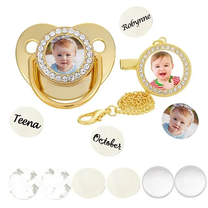 Teething Toys Pacifier Clip Pacifier Chain Pacifier Accessories Teether Clip Teething Toy Tethers Baby Silicone Accessories Baby Blank Pacifier and Pacifier Clip DIY Make Photo Name Silicone Newborn Teether Baby Shower Gifts Infant Nipple Bling Soother