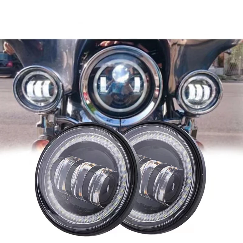 

Новинка, 5,5-дюймовые круглые черные Cree Противотуманные фары с красными глазами демона/белые ДХО/Янтарные галогенные указатели поворота для мотоцикла Harley Davidson