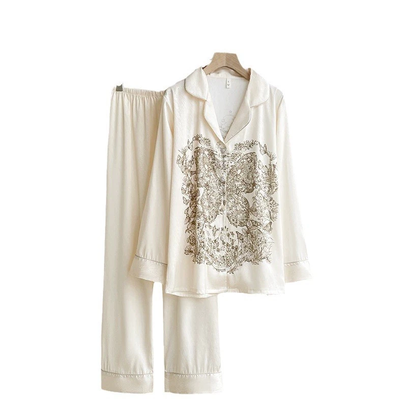 طقم بيجامة حريرية ساتان نسائي