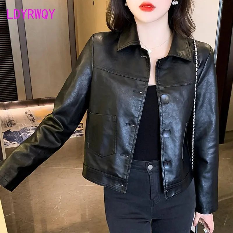 Women's Spring Fashion Sheepskin Leather Streetwear Short Jackets main image 1