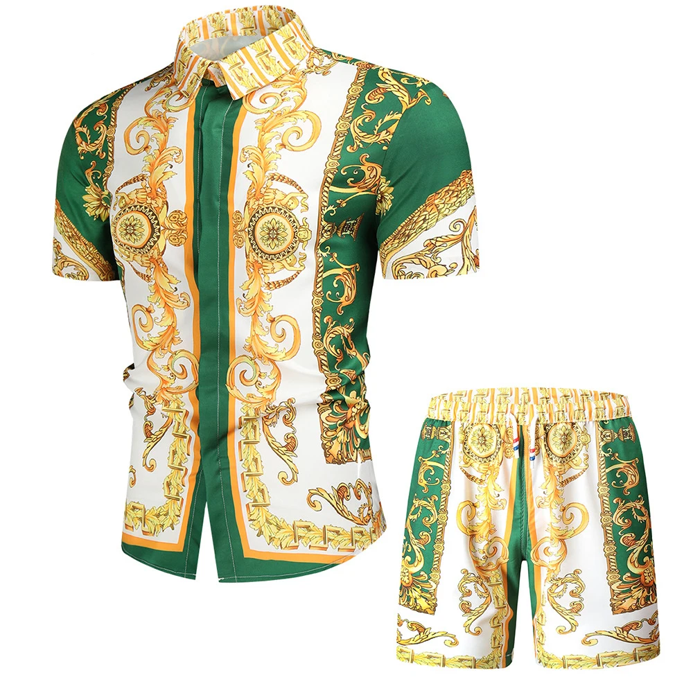 

Movie Men Palace Hawaiian Cosplay Summer Blouse Shorts Full Sets Casual Button Down 2 Piece Luxury Beach Vacationing Shirts