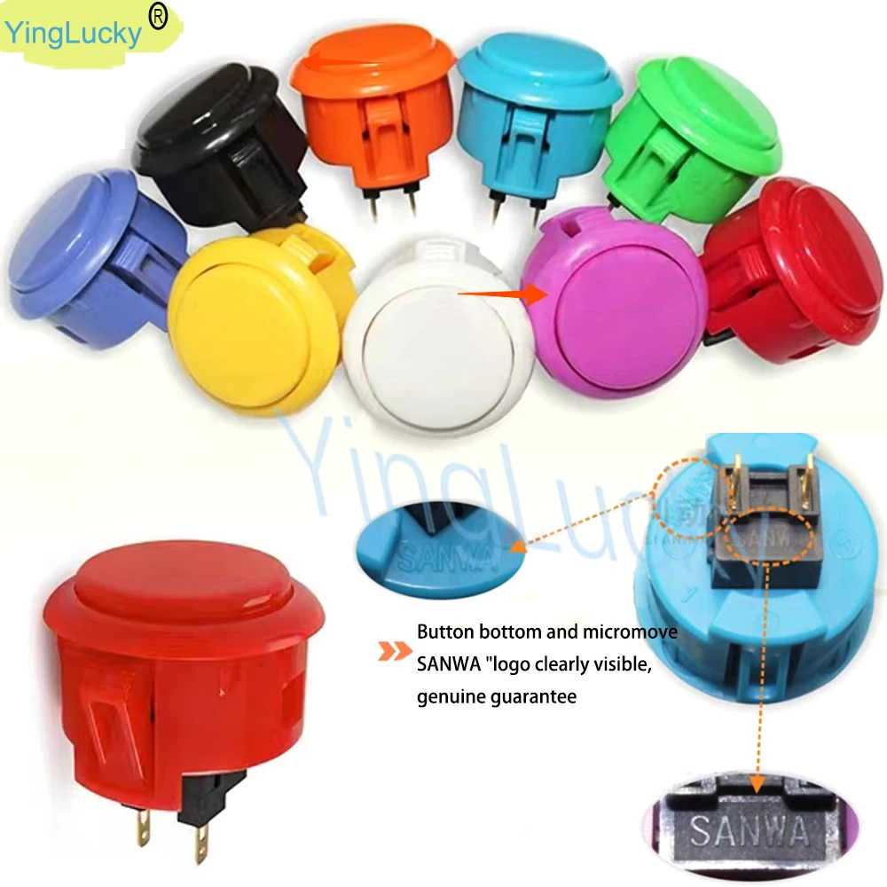 Arcade Push Button 1pcs Original sanwa OBSF 30 obsf24 24mm 30mm Switch Nintendo MAME raspberry pi Replacement