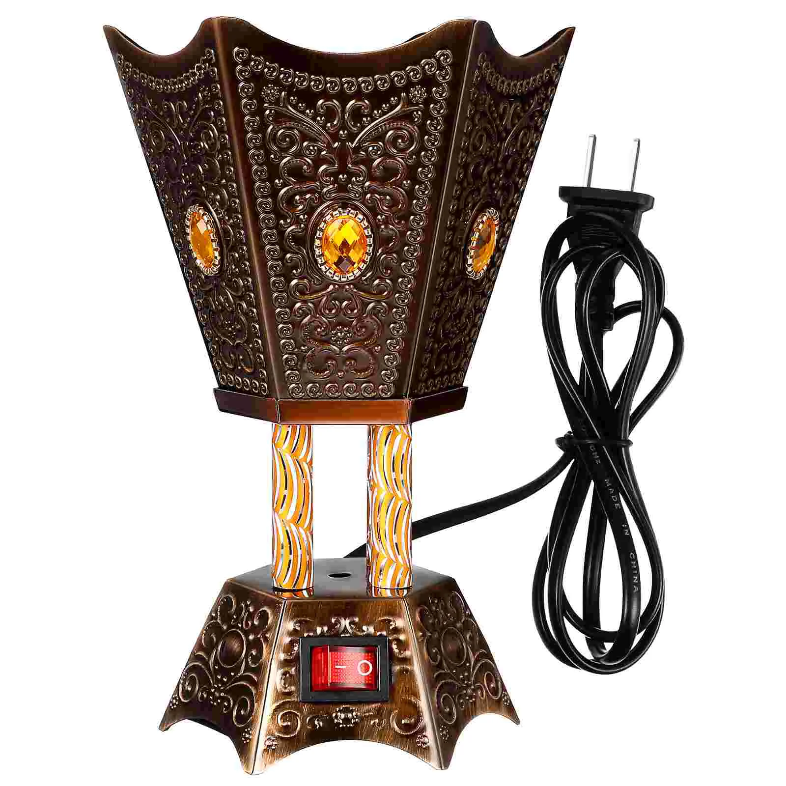 

Electric Censer Middle Eastern Style Iron Incense Burner Tabletop Ornament Electric Metal Censer (EU/UK/US Plug)