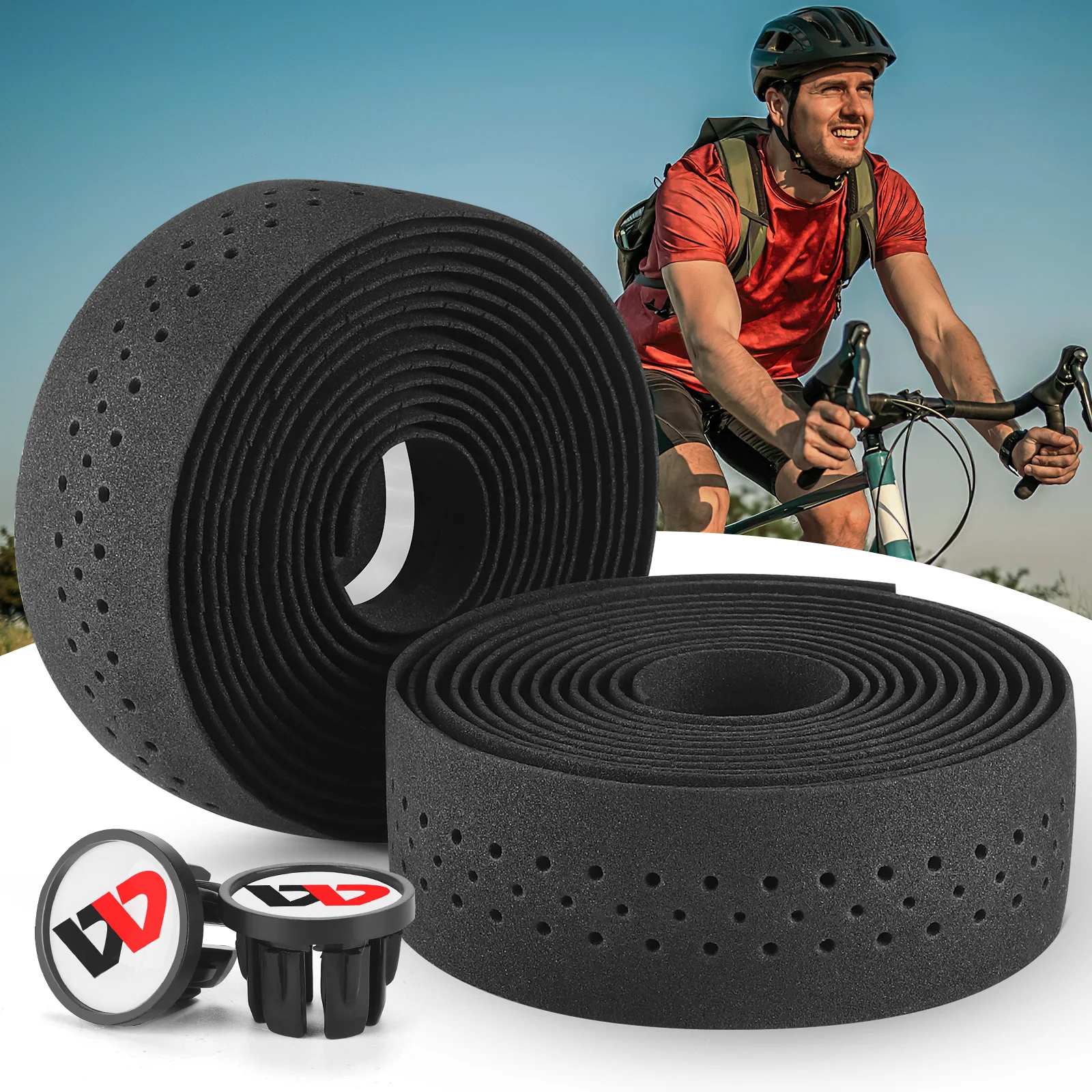 Bike Handlebar Tape Bike Accessory WEST BIKING Bike Handlebar Tape EVA Soft Belt Road Bicycle Anti-slip Damping Handlebar Tape Cycling Wrap End Plug Accessories