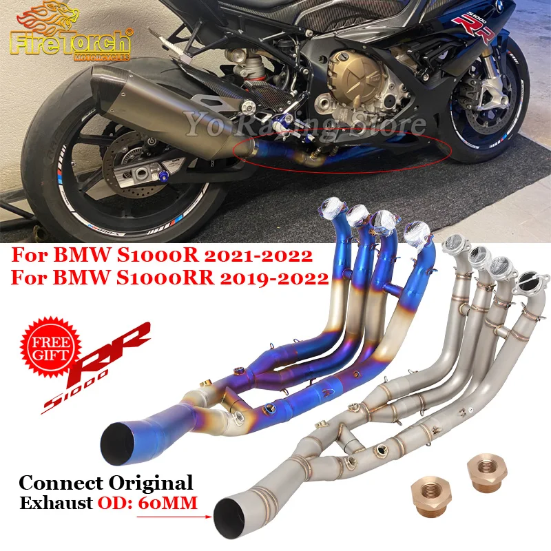 

Slip On For BMW S1000R 2021 - 2023 S1000RR 2019 - 2023 Motocycle Exhaust System Modified Front Link Pipe Muffler Escape Moto