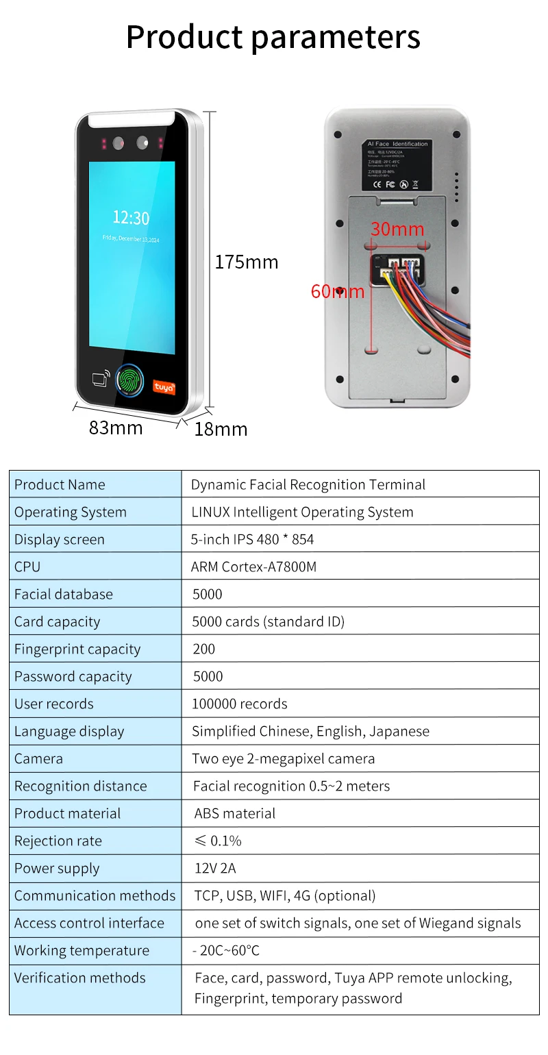Dynamic facial recognition attendance access control machine face for security p