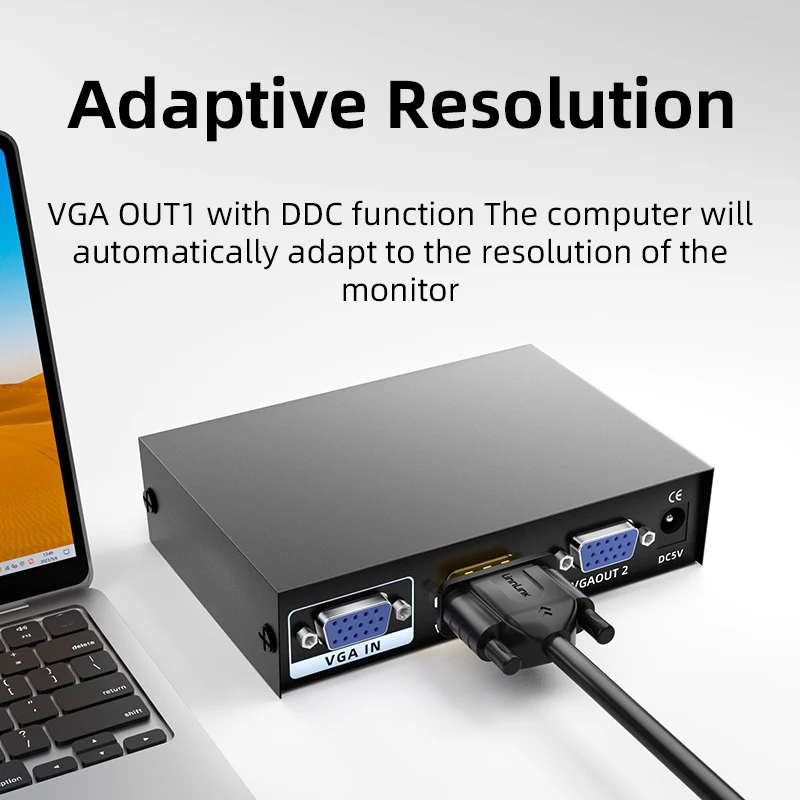 1x4/1x2 VGA Splitter 1080P60Hz Video Splitter Adapter 4 In 1 Out For PC Host to TV Monitor Projector VGA Extender Splitter