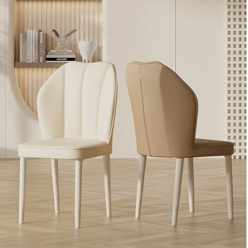INS Cream dining chair Modern Restaurant Soft bag Design Leather chair Coffee leisure hotel makeup backrest stool Home furniture