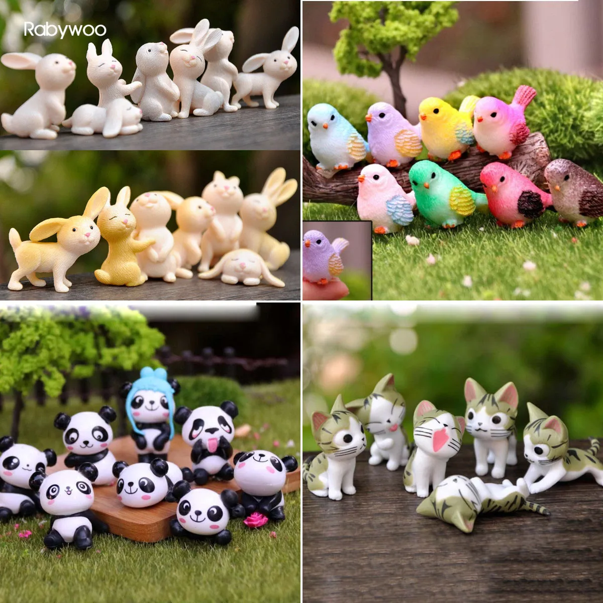4-pack-Animal-Figurines-Set-Easter-Rabbits-Cartoon-Figures-Fairy-Garden ...