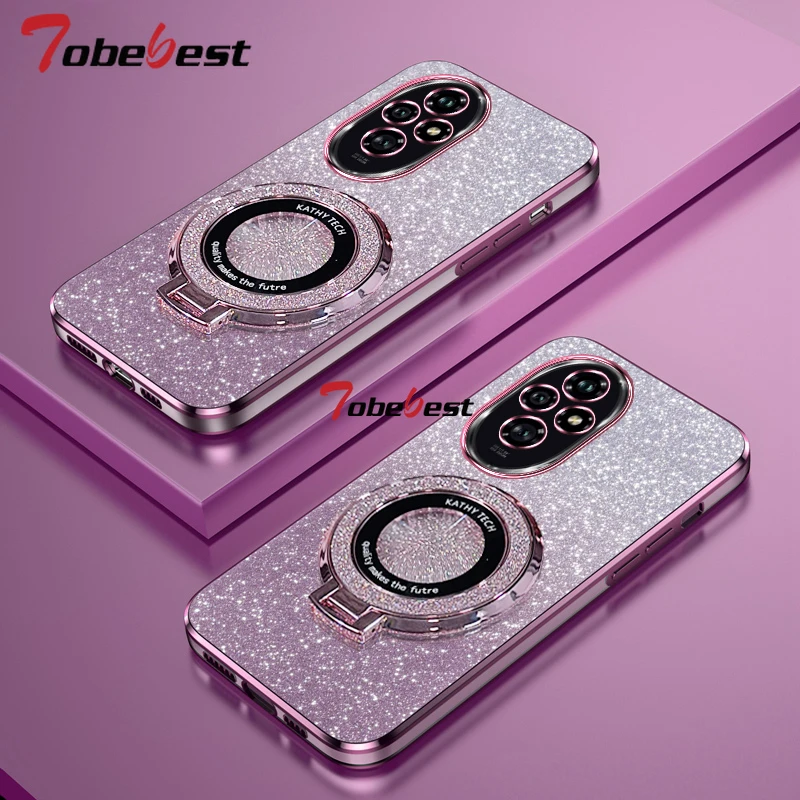 Glitter Plating Magnetic Holder Soft Silicone Phone Case