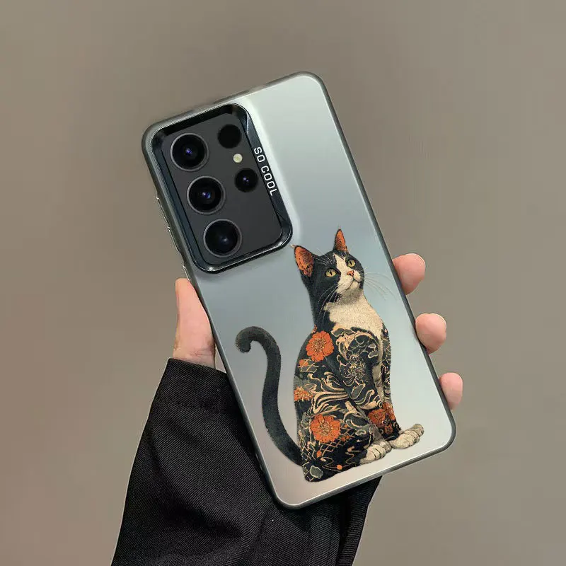 Vibrant Japan Cat Design Shockproof Laser Phone Case
